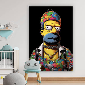 Aluminiumbild gebürstet Homer Gangster Digital Art Hochformat