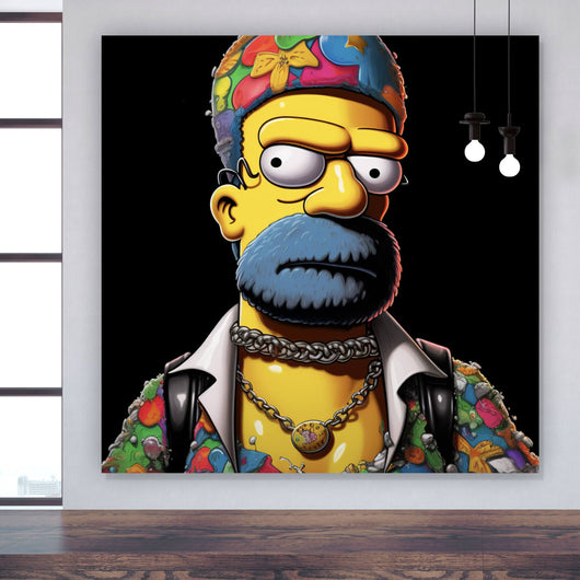 Spannrahmenbild Homer Gangster Digital Art Quadrat