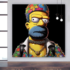 Aluminiumbild Homer Gangster Digital Art Quadrat