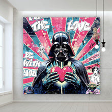 Lade das Bild in den Galerie-Viewer, Poster Ikonische Filmfigur Vader mit Herz Pop Art Quadrat
