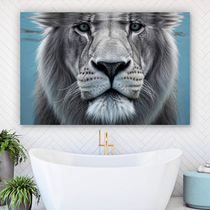 Leinwandbild Imposanter Löwe unter Wasser Querformat