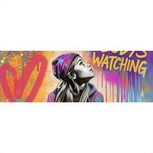 Lade das Bild in den Galerie-Viewer, Leinwandbild Junge Frau vor Graffiti Hintergrund Panorama
