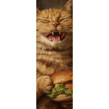 Lade das Bild in den Galerie-Viewer, Aluminiumbild gebürstet Katze mit Burger Zeichenstil Panorama Hoch
