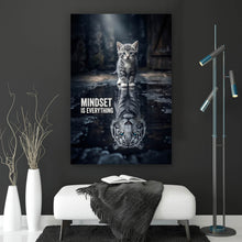 Lade das Bild in den Galerie-Viewer, Leinwandbild Katze mit Tiger Reflexion Hochformat

