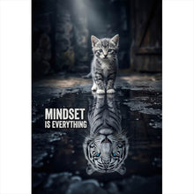 Lade das Bild in den Galerie-Viewer, Leinwandbild Katze mit Tiger Reflexion Hochformat

