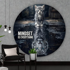 Aluminiumbild gebürstet Katze mit Tiger Reflexion Kreis