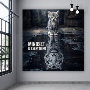 Aluminiumbild gebürstet Katze mit Tiger Reflexion Quadrat