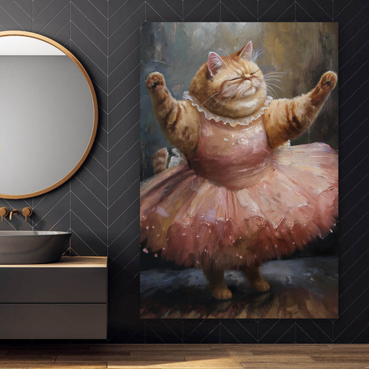 Poster Katze tanzt Ballet abstraktes Gemälde Hochformat