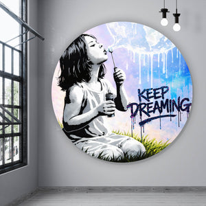 Aluminiumbild gebürstet Keep Dreaming Kreis
