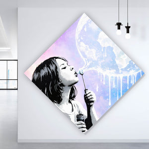 Aluminiumbild gebürstet Keep Dreaming Raute
