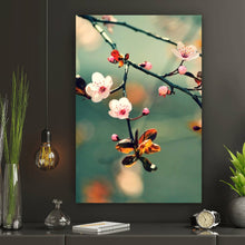 Lade das Bild in den Galerie-Viewer, Leinwandbild Kirschblüten am Ast Hochformat
