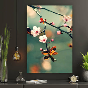 Leinwandbild Kirschblüten am Ast Hochformat