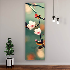 Poster Kirschblüten am Ast Panorama Hoch