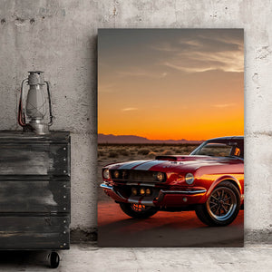 Spannrahmenbild Klassisches Auto in atemberaubender Wüstenlandschaft Hochformat