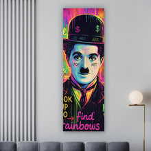 Lade das Bild in den Galerie-Viewer, Acrylglasbild Charlie Chaplin Neon Pop Art Panorama Hoch
