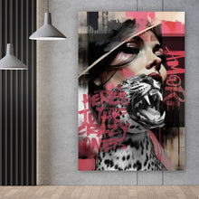 Lade das Bild in den Galerie-Viewer, Poster Komposition Leopard mit erotischer Frau Hochformat

