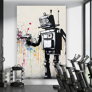 Aluminiumbild gebürstet Banksy Kreativer Roboter Hochformat
