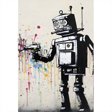 Lade das Bild in den Galerie-Viewer, Aluminiumbild gebürstet Banksy Kreativer Roboter Hochformat
