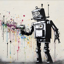 Lade das Bild in den Galerie-Viewer, Spannrahmenbild Banksy Kreativer Roboter Quadrat
