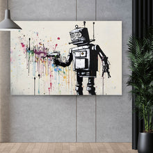 Lade das Bild in den Galerie-Viewer, Aluminiumbild gebürstet Banksy Kreativer Roboter Querformat
