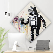 Lade das Bild in den Galerie-Viewer, Aluminiumbild gebürstet Banksy Kreativer Roboter Raute
