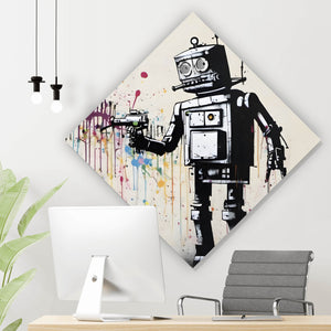 Spannrahmenbild Banksy Kreativer Roboter Raute