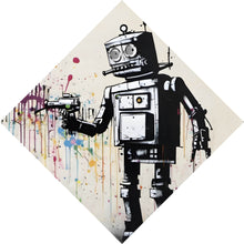 Lade das Bild in den Galerie-Viewer, Aluminiumbild gebürstet Banksy Kreativer Roboter Raute
