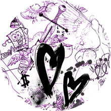 Lade das Bild in den Galerie-Viewer, Aluminiumbild gebürstet Kreatives Graffiti mit verschiedenen Cartoon Figuren Kreis
