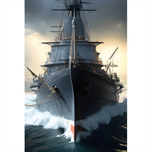 Lade das Bild in den Galerie-Viewer, Poster Kriegsschiff auf stürmischem Ozean Hochformat
