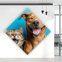 Lade das Bild in den Galerie-Viewer, Poster Lachende Tiere vor blauen Hintergrund Raute
