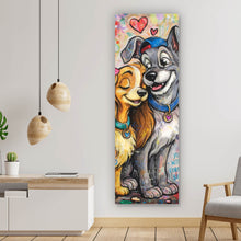 Lade das Bild in den Galerie-Viewer, Poster Liebevolles Hundepaar Graffiti mit Spruch Panorama Hoch
