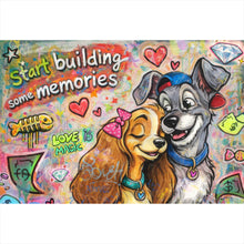 Lade das Bild in den Galerie-Viewer, Aluminiumbild Liebevolles Hundepaar Graffiti mit Spruch Querformat
