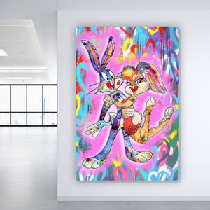 Leinwandbild Liebevolles Pop Art Paar Hochformat