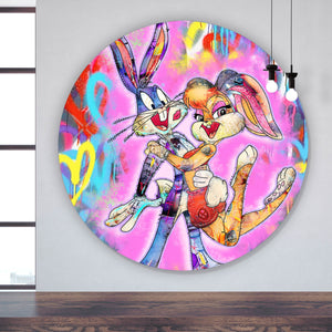 Aluminiumbild Liebevolles Pop Art Paar Kreis