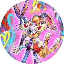 Lade das Bild in den Galerie-Viewer, Aluminiumbild gebürstet Liebevolles Pop Art Paar Kreis
