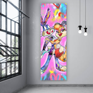 Aluminiumbild Liebevolles Pop Art Paar Panorama Hoch