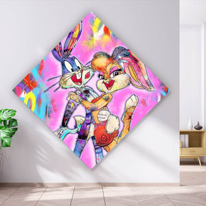 Acrylglasbild Liebevolles Pop Art Paar Raute