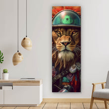Lade das Bild in den Galerie-Viewer, Poster Löwe mit Brille und Lederjacke Panorama Hoch
