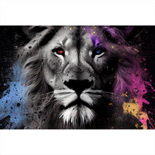 Lade das Bild in den Galerie-Viewer, Spannrahmenbild Löwenportrait Abstrakt Querformat
