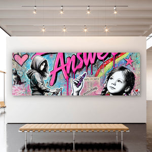 Leinwandbild Love is the Answer Kindergraffiti Panorama