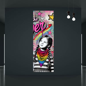 Leinwandbild Love is the Answer Kindergraffiti Panorama Hoch