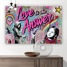Lade das Bild in den Galerie-Viewer, Acrylglasbild Love is the Answer Kindergraffiti Querformat
