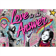 Lade das Bild in den Galerie-Viewer, Poster Love is the Answer Kindergraffiti Querformat
