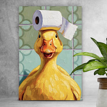 Lade das Bild in den Galerie-Viewer, Acrylglasbild Lustige Ente im Badezimmer Hochformat
