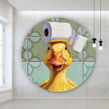 Lade das Bild in den Galerie-Viewer, Aluminiumbild Lustige Ente im Badezimmer Kreis
