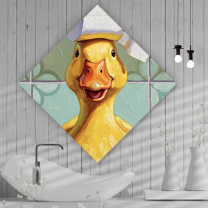 Leinwandbild Lustige Ente im Badezimmer Raute