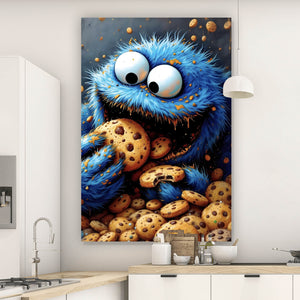 Spannrahmenbild Lustige Figur isst Kekse Hochformat