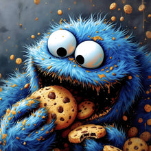 Lade das Bild in den Galerie-Viewer, Aluminiumbild gebürstet Lustige Figur isst Kekse Quadrat
