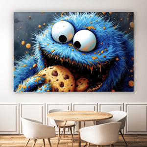 Poster Lustige Figur isst Kekse Querformat