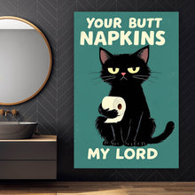 Lade das Bild in den Galerie-Viewer, Aluminiumbild gebürstet Lustige Katze mit Toilettenpapier Hochformat
